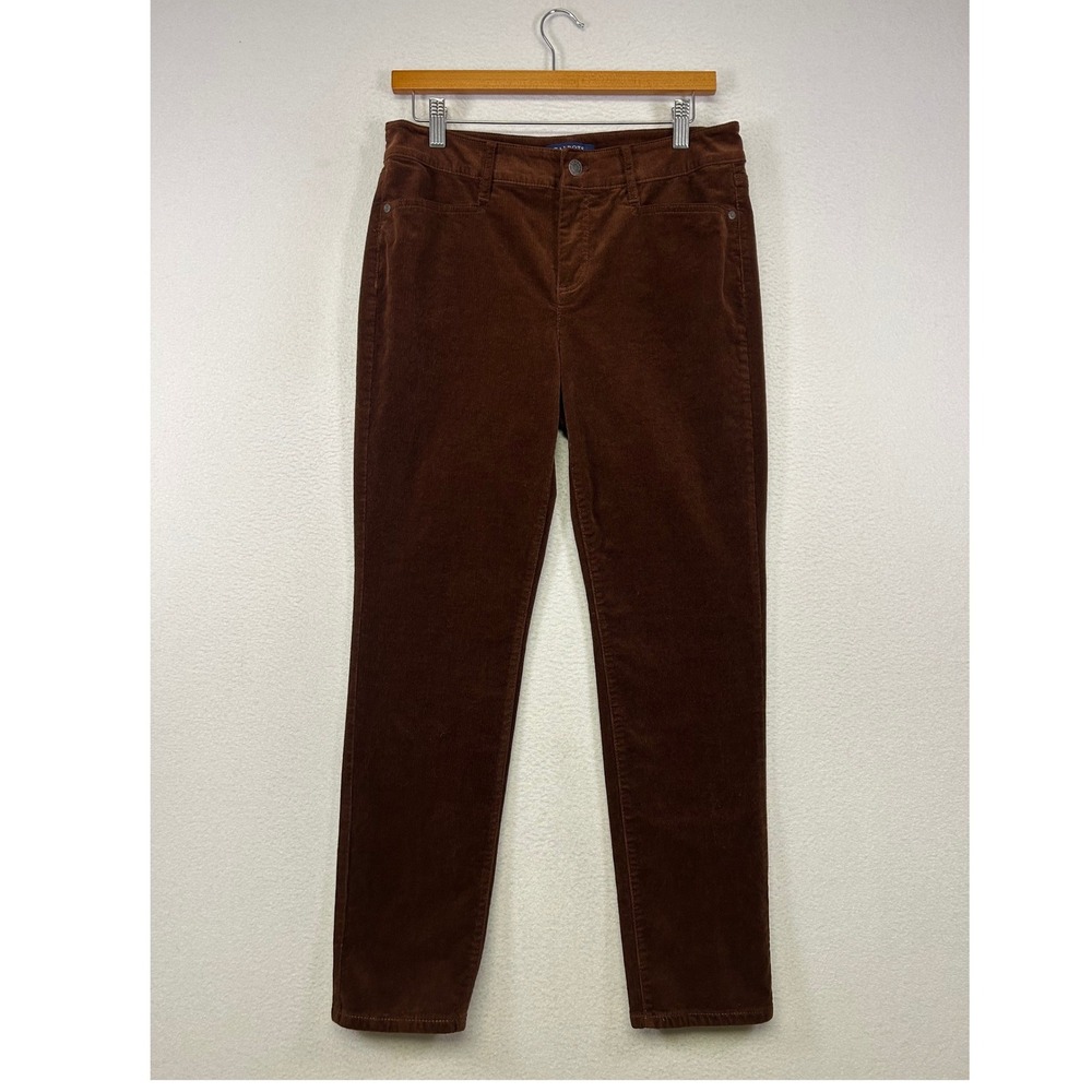 Dark Academia Talbots Women 8P Brown High Waist Straight Leg Corduroy Pants